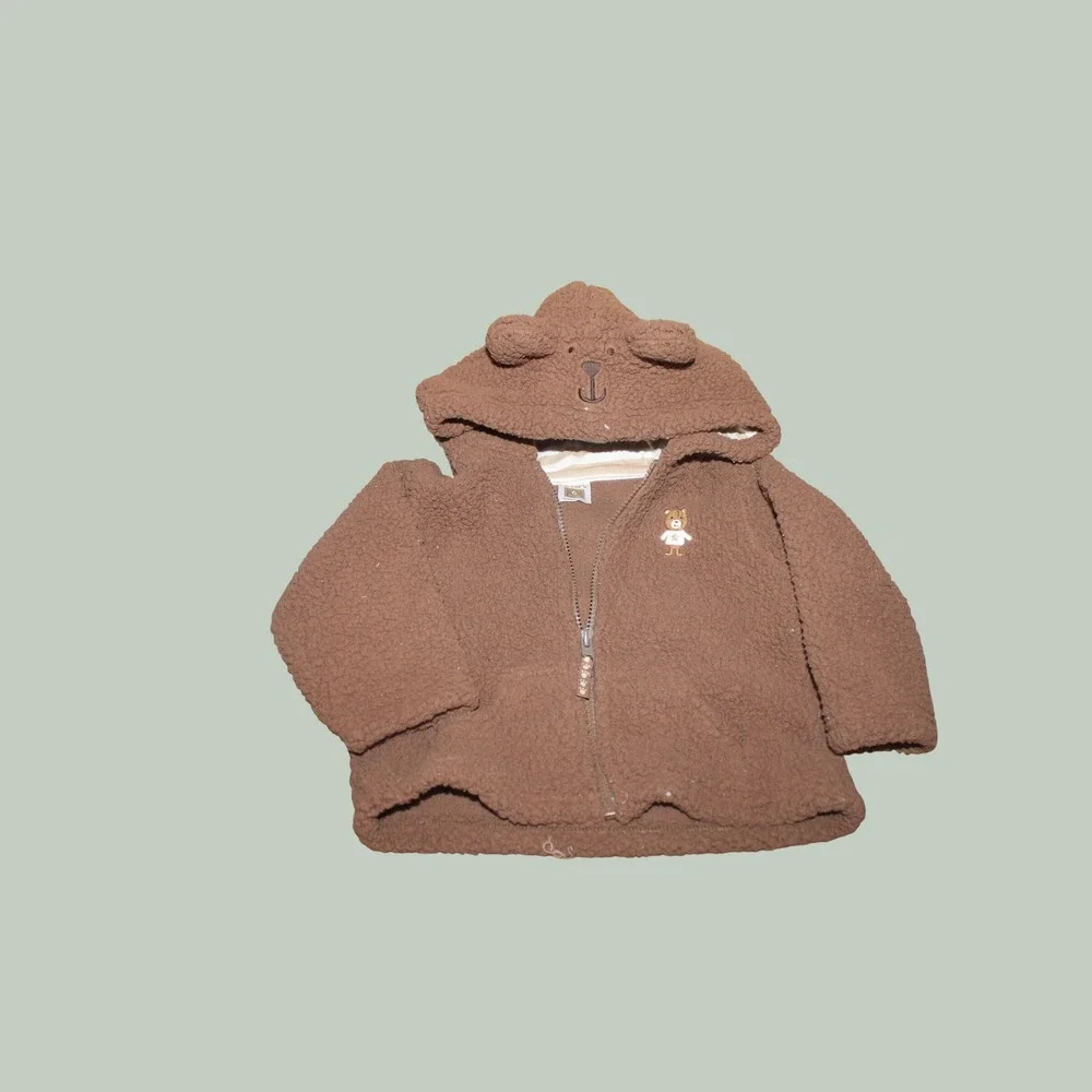 Carters Baby Boy 3pc Brown Bear Sherpa Jacket Hoodie Pants Set 6 Months